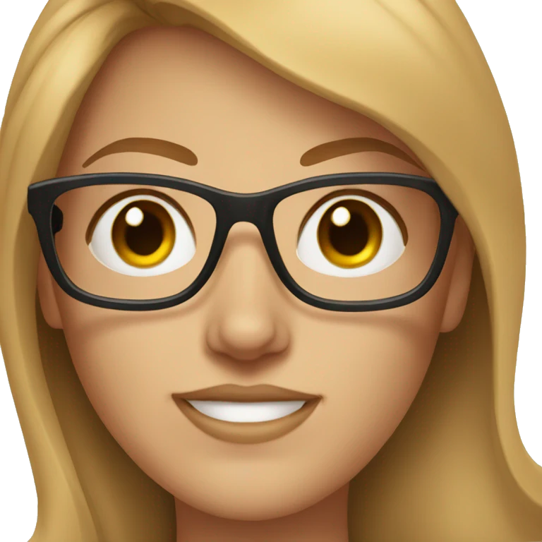 Auburn haired white woman with square glasses emoji
