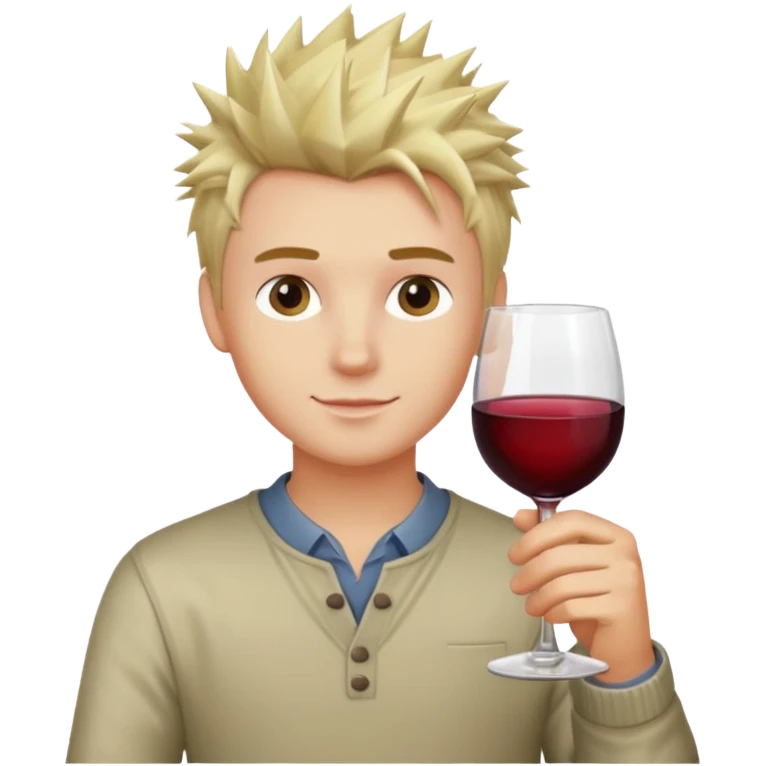 Молодой человек с бокалом вина, светлые волосы ежиком emoji