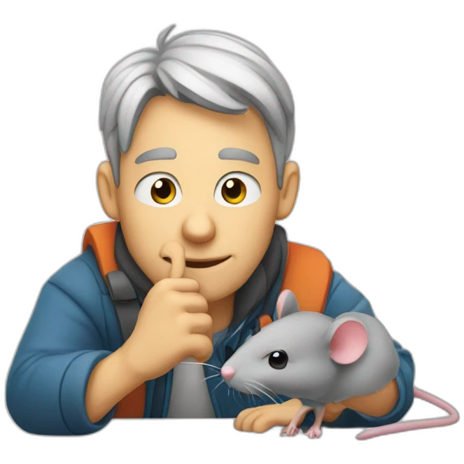 Guy cosing with a mouse instead of a keybkard emoji