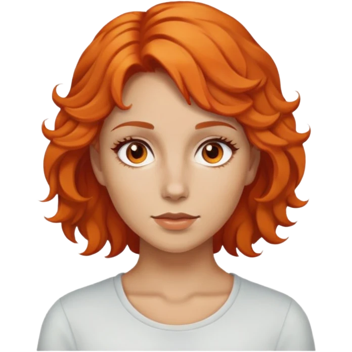 Mujer con cabello naranja ojos cafés y cabello un poco rizado emoji