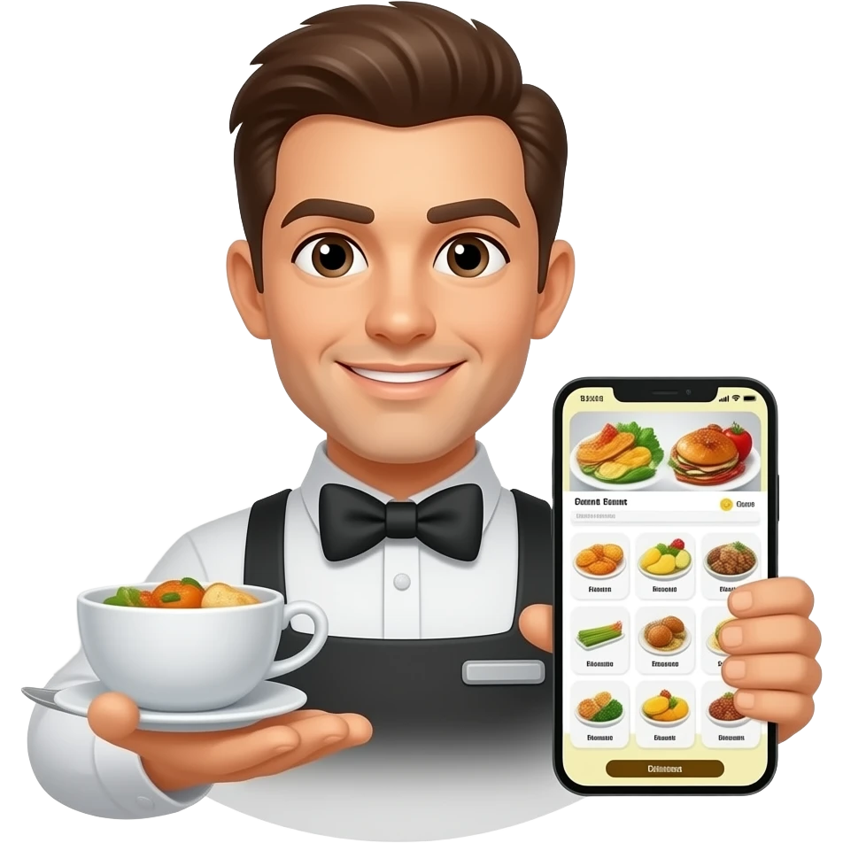 creaet a waiter for a restorent food ordering app men emoji