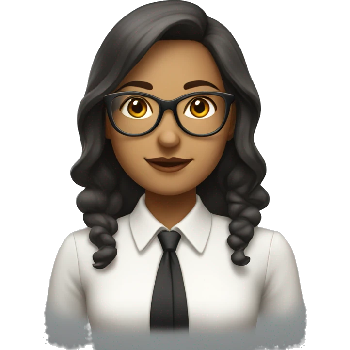 A girl wearing office outfit with old fashioned glasses, siren office emoji
