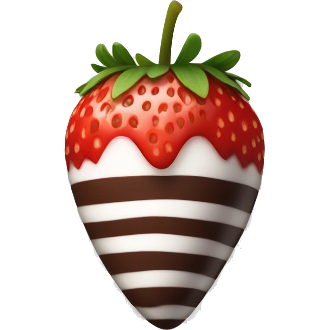 Single Chocolate covered strawberry with white stripes emoji