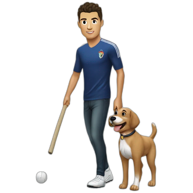 cristiano Ronaldo che palleggia con un cane emoji