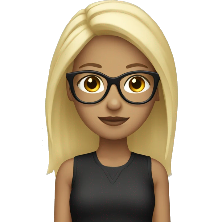 Blonde girl with black glasses emoji
