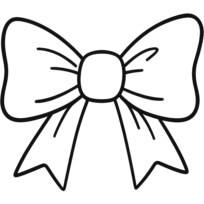 cute pink bow tie hand drawn outline style, black and white, no color emoji