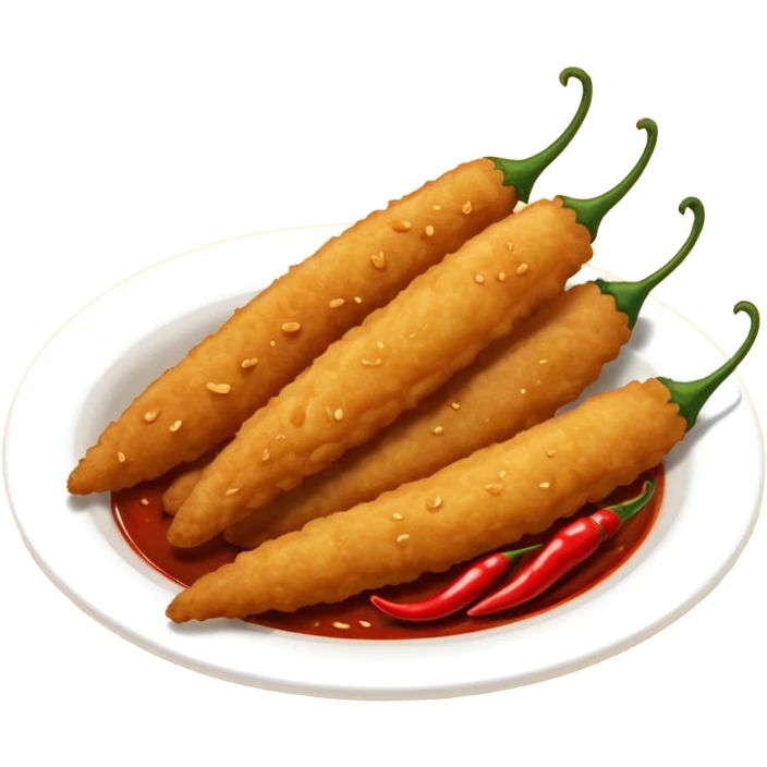 indonesian fried food with chili on the side of the plate emoji
