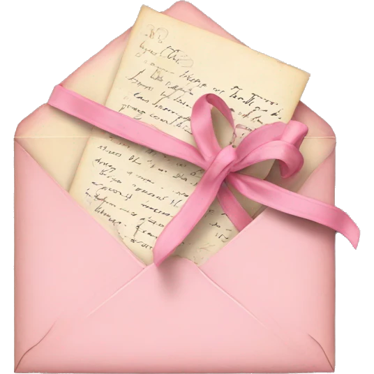 vintage love letters in envelope tied with a baby pink ribbon  emoji
