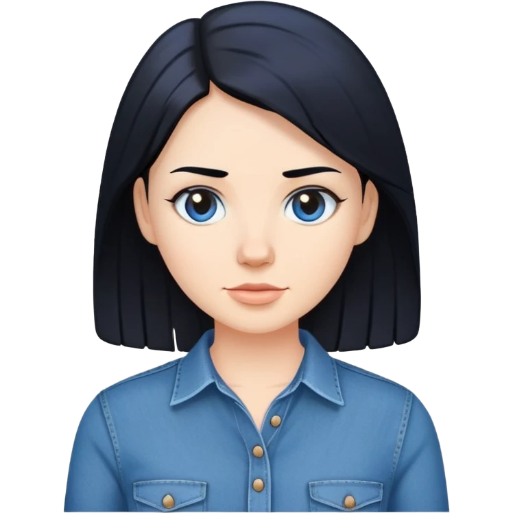 White lady with black hair, wearing a blue shirt and jeans emoji
