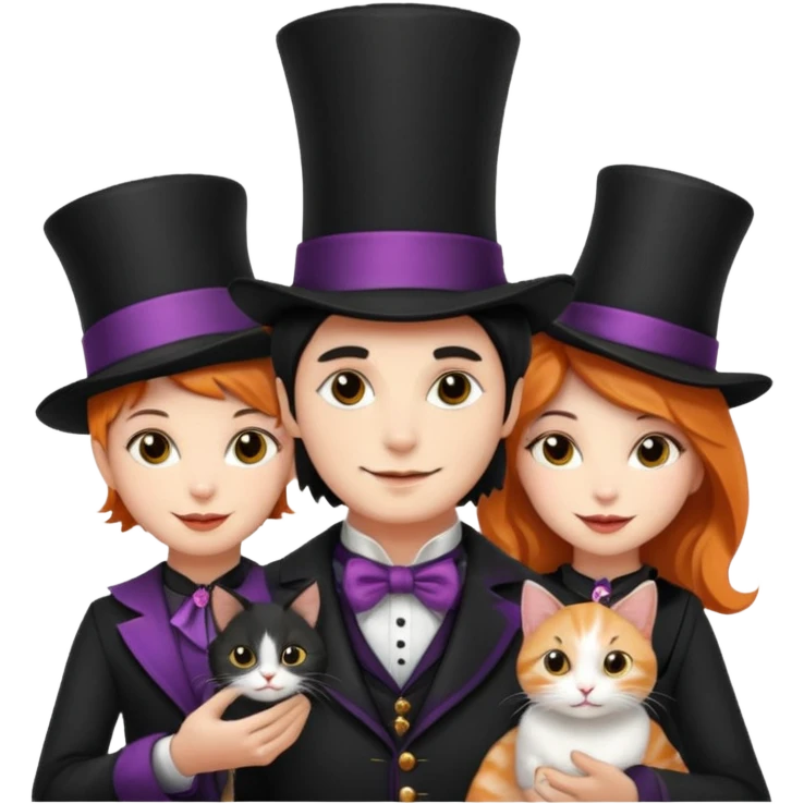 magician couple and their pet cat emoji