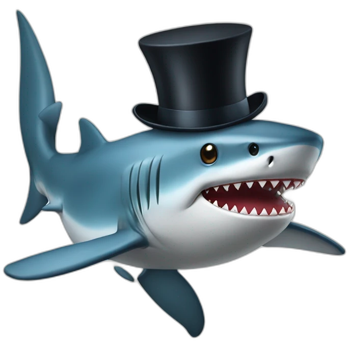 Shark with a top hat emoji