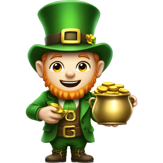 cute leprechaun holding a pot of gold emoji