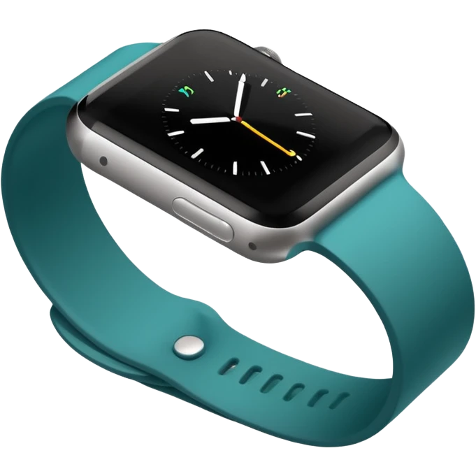 a teal fitbit band and an black apple watch lying flat in the style of an ios emoji  emoji