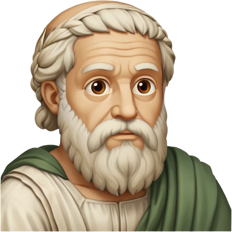 Plato with distinctive features and gesture inspired by Raffaello's School of Athens emoji