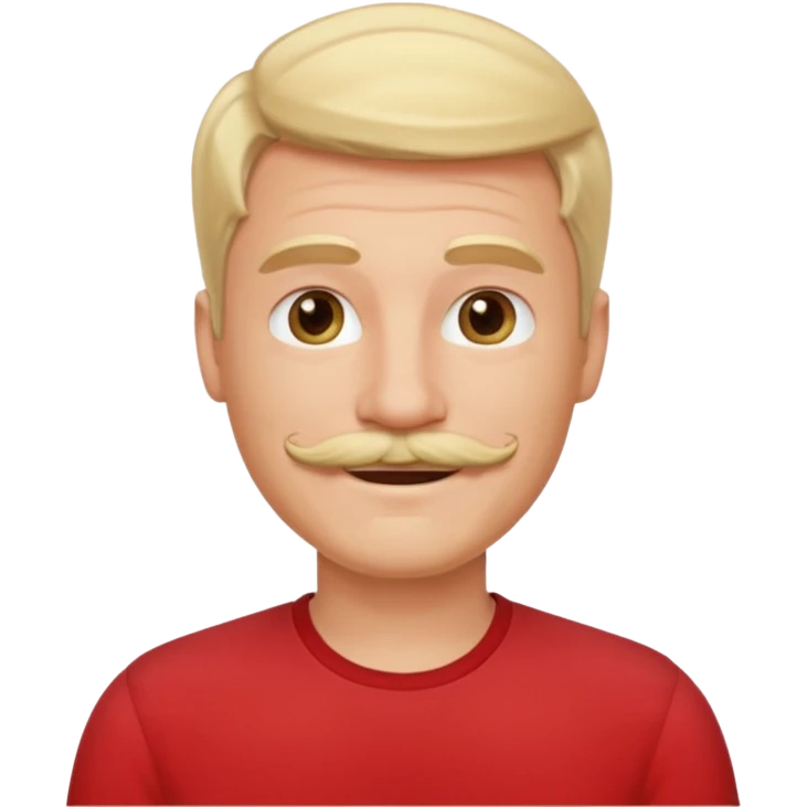 blond hair man smile warmly with mustache red shirt emoji