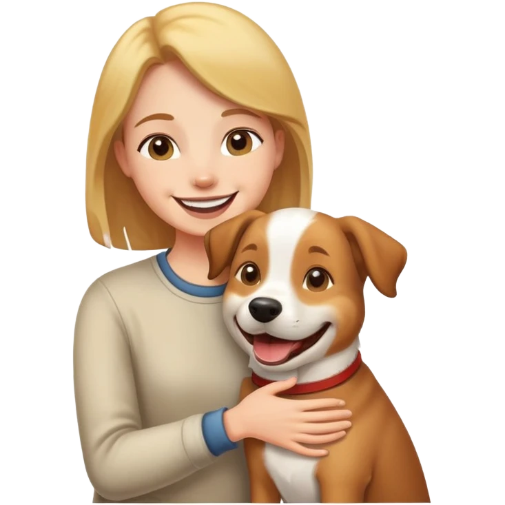 person petting a happy dog emoji
