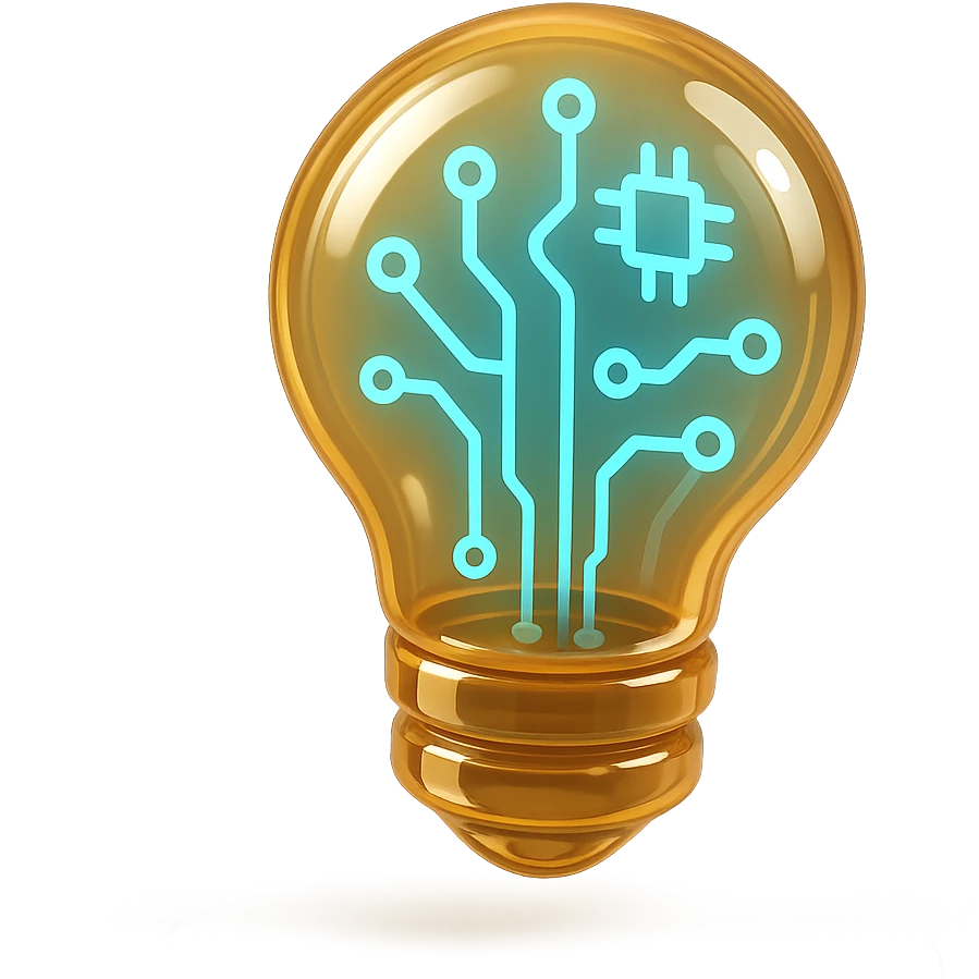 lightbulb icon with glossy circuit style emoji