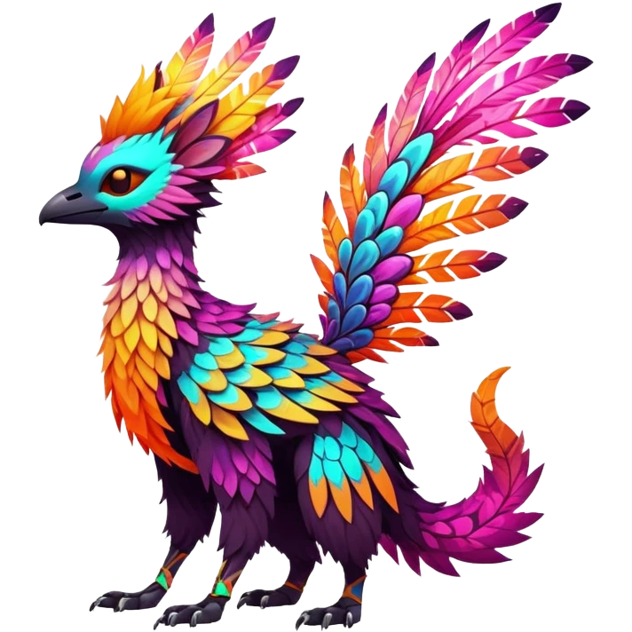 futuristic lush warm-colored neon-colored Fakémon-Trico-creature (full body) emoji