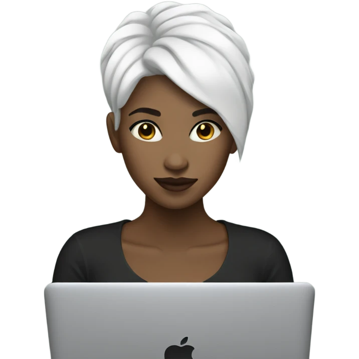 it-girl-white-short-hair-with-macbook emoji