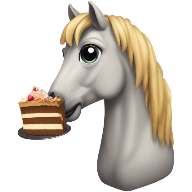 Horse eating cake emoji