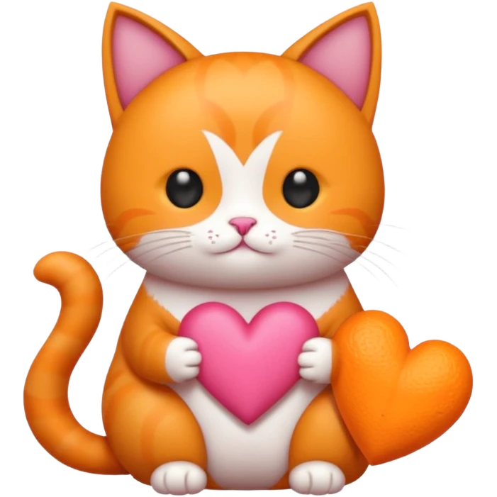 Gato naranja corazón rosa cuerpo entero kawaii emoji