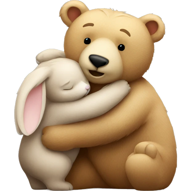 Bear hugging rabbit from behind emoji
