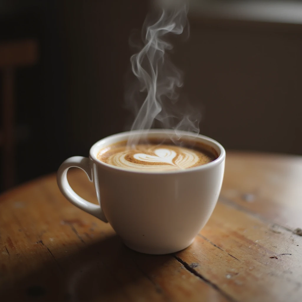 photorealistic cup of coffee with visible steam, inviting and modern look emoji