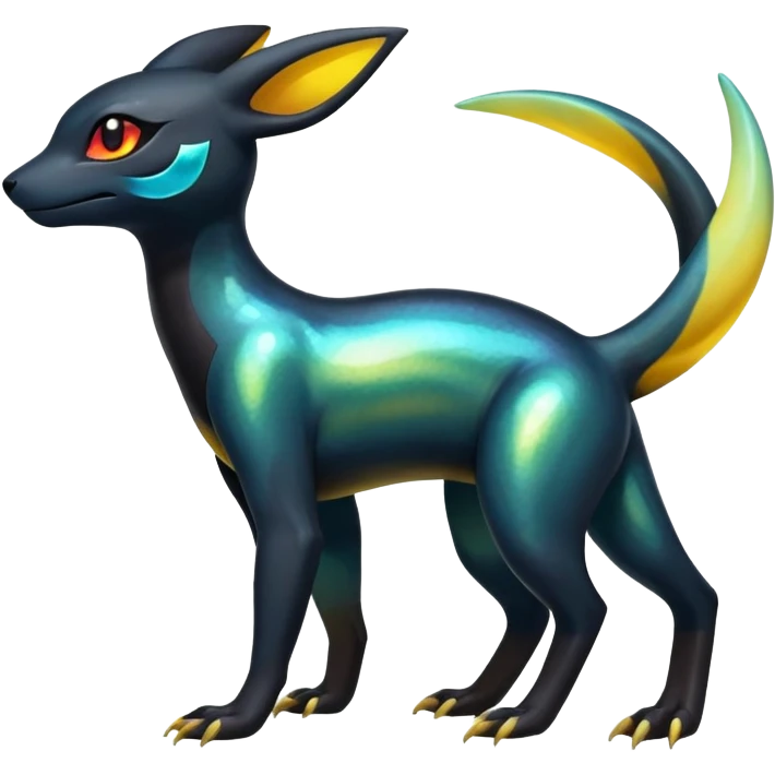Colorful Iridescent Exotic Salandit-Aurorus-Umbreon-Fakémon-hybrid-creature (full body)  emoji