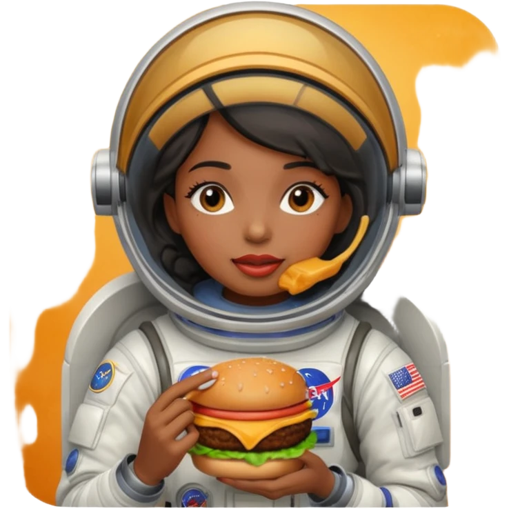 black female wearing nasa suit eating hamburger emoji