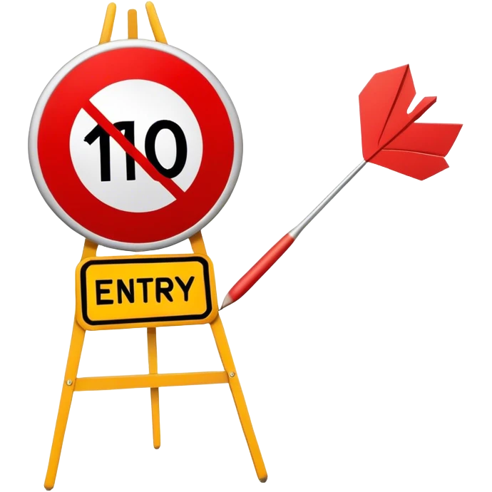 Ein Durchfahrt verboten schild in dem eine 180 steht und dartpfeile drin stec emoji