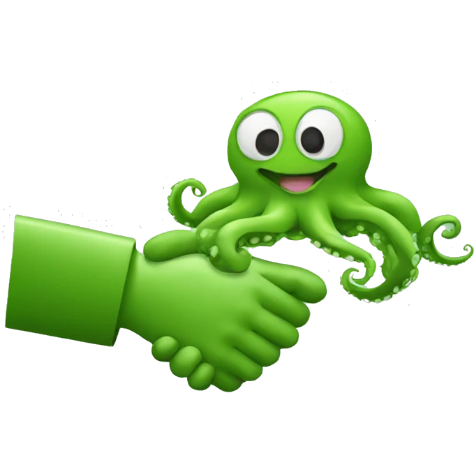 dog handshake green octopus emoji