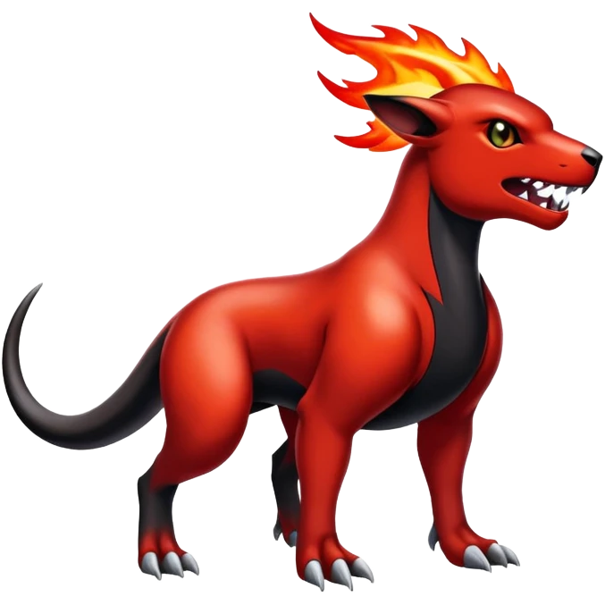 Badass cool shiny Houndoom-Charmeleon-Fakémon-hybrid-creature (full body)  emoji