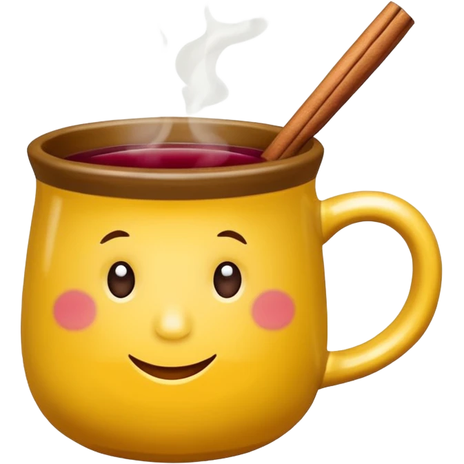 a yellow mug with steaming mulled wine without straw

 emoji
