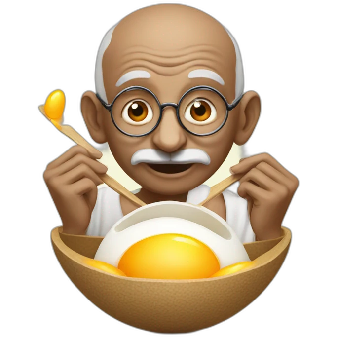 Gandhi eating a big egg emoji