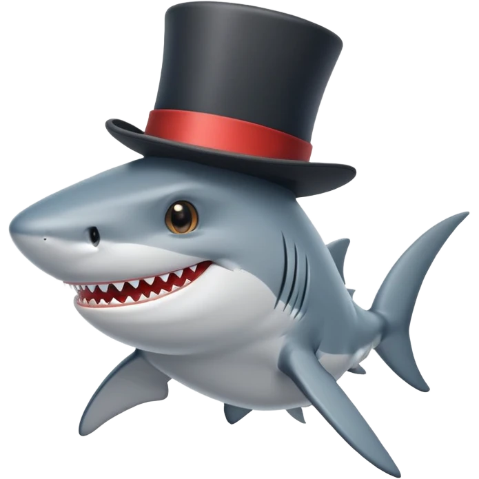 Shark with a top hat emoji