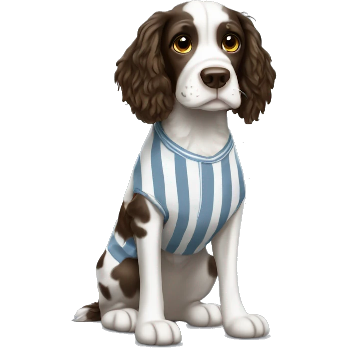 Springer Spaniel in striped pajamas emoji
