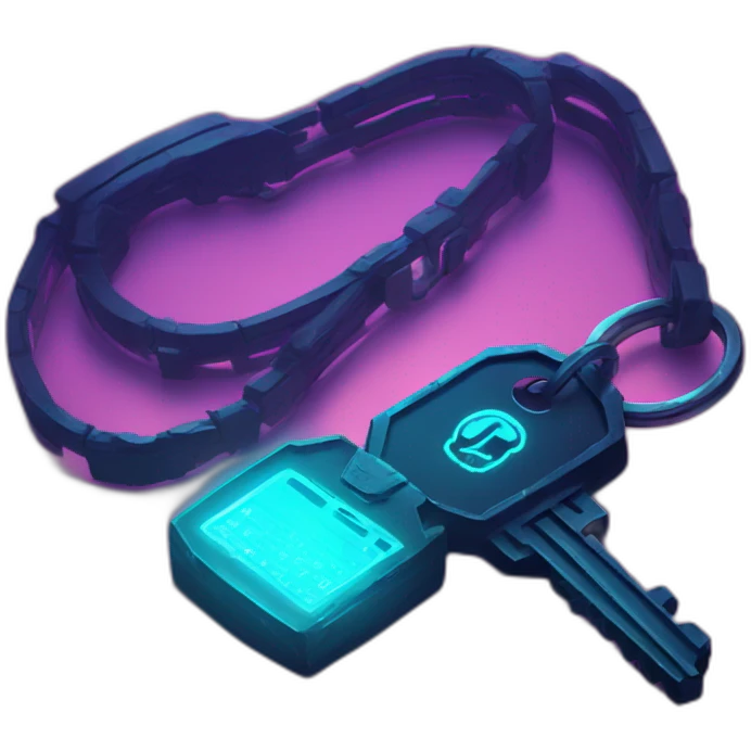 Keys in a cyberpunk environment with neon lighting. emoji