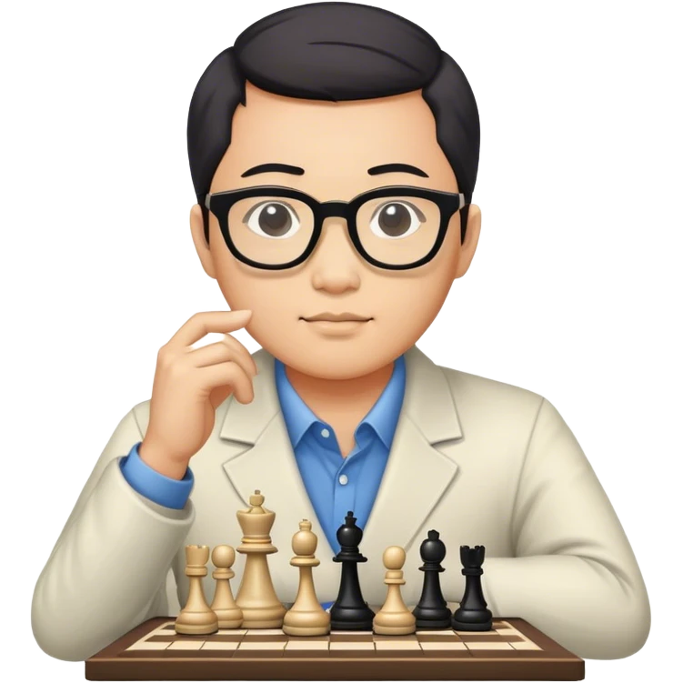 asian man with glasses playing chess emoji