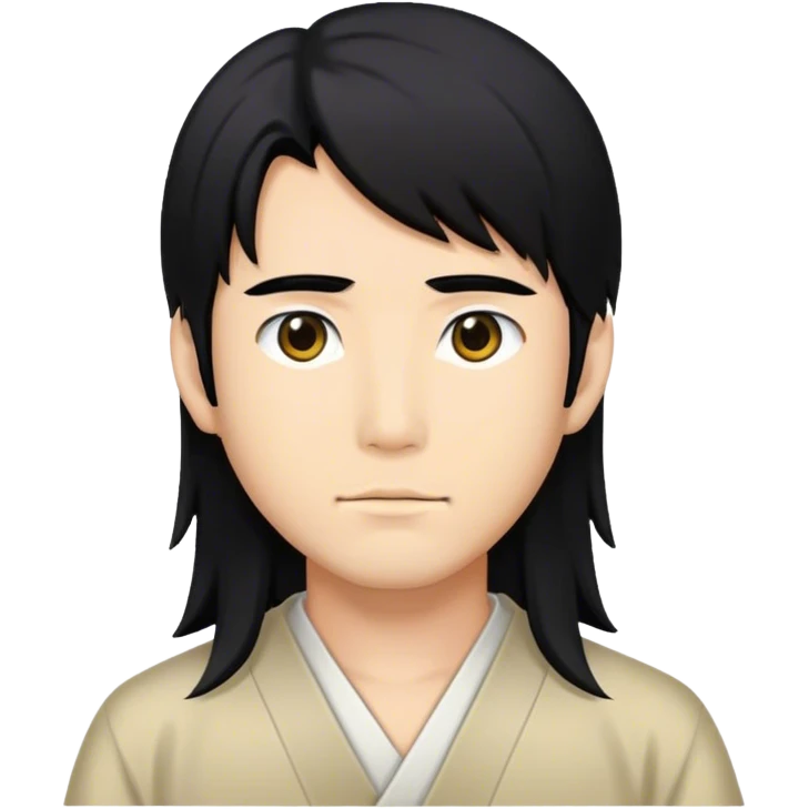 Long hair Japanese man with black hair emoji