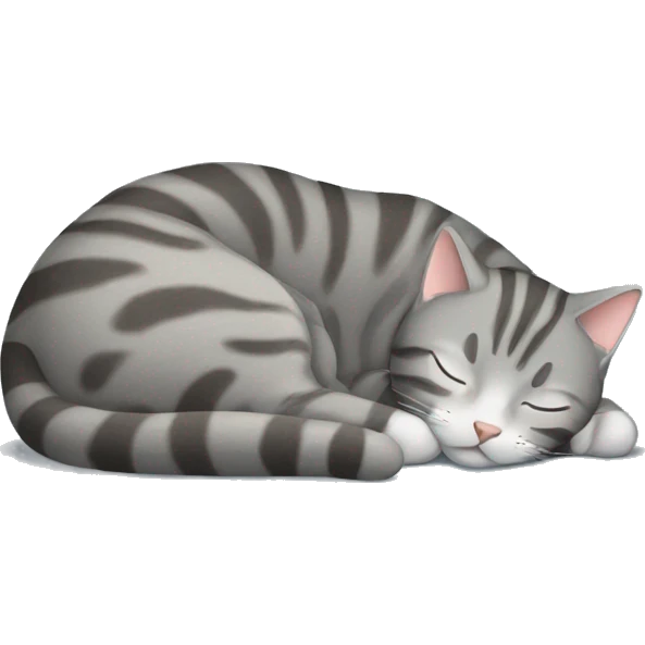 grey tabby cat sleeping curled up emoji