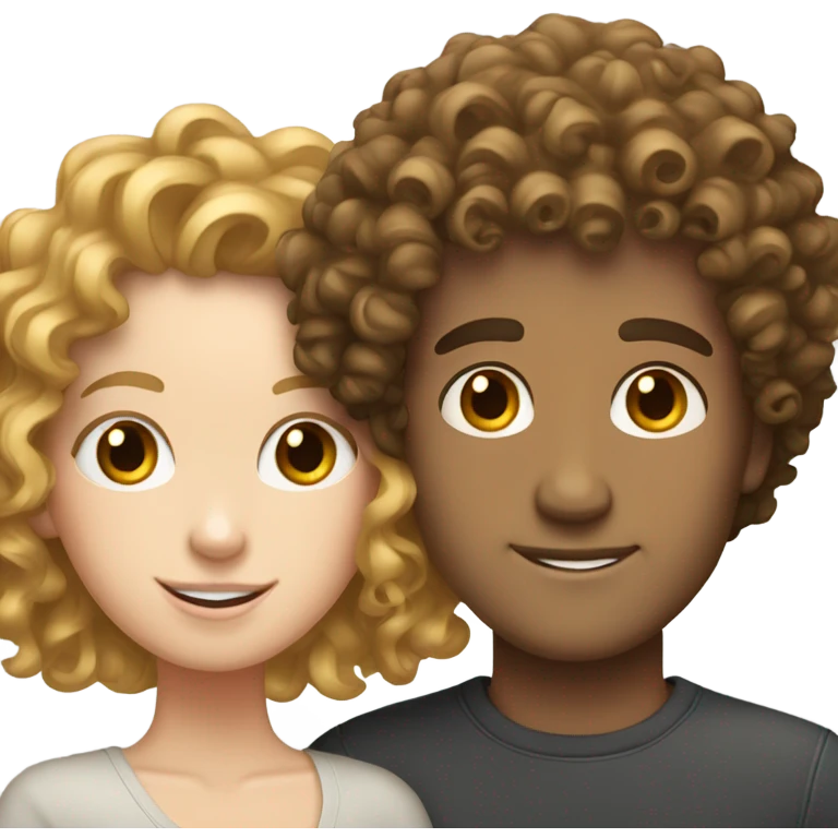 Curly haired white girl with curly haired white man emoji
