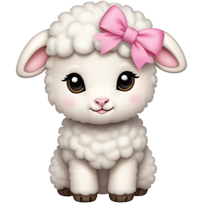cute baby lamb with pink bow emoji