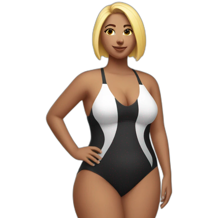 Slim-Thicc caucasian woman swimsuit posing emoji