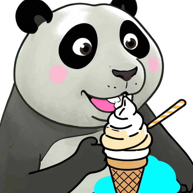 Panda eating ice cream emoji
