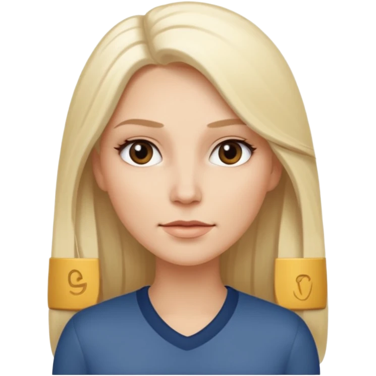 Stylized emoji portrait of a sexy long-haired white-blonde woman, confident expression, smooth skin, minimal makeup, clean background emoji