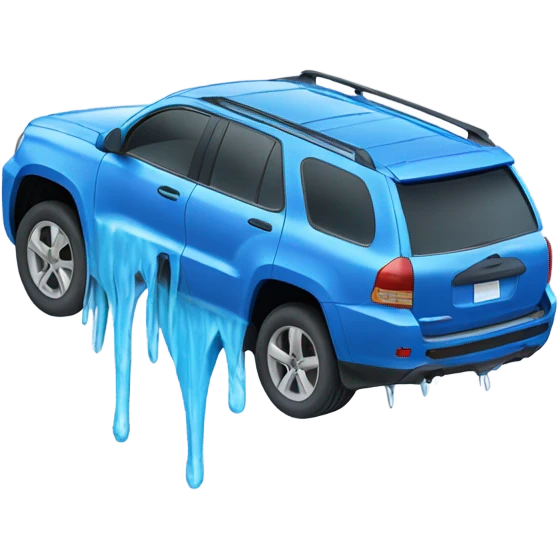 Blue suv melting like an ice block in the sun emoji
