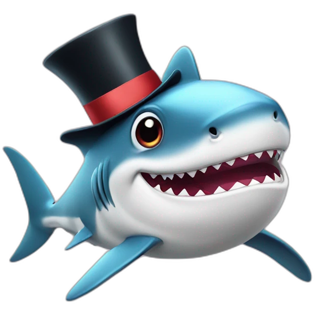 Cute Shark with a top hat  emoji