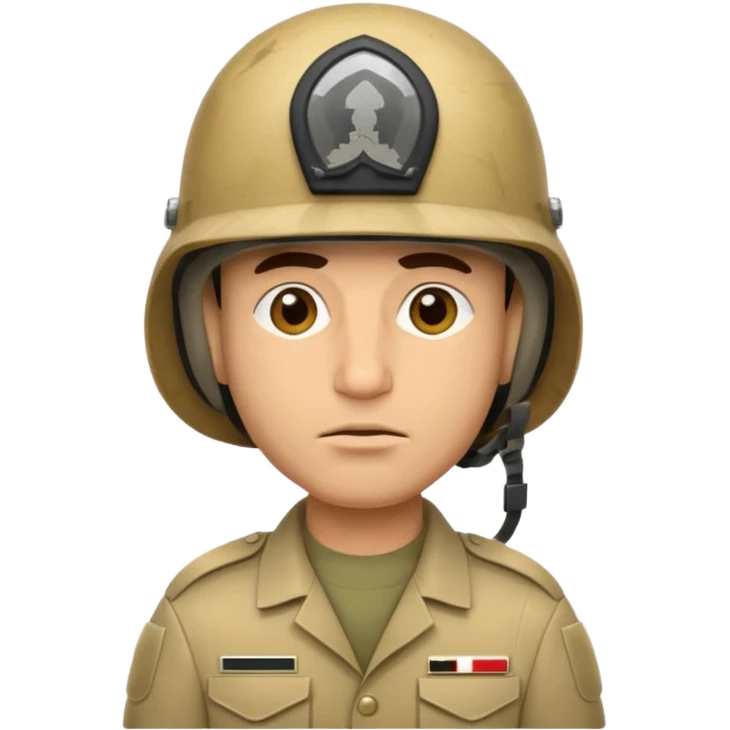 tired Iraqi military, in a helmet emoji