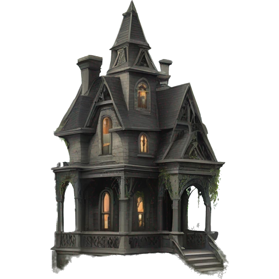 Romantically overgrown Haunting graveyard field Victorian mansion birdhouse  emoji