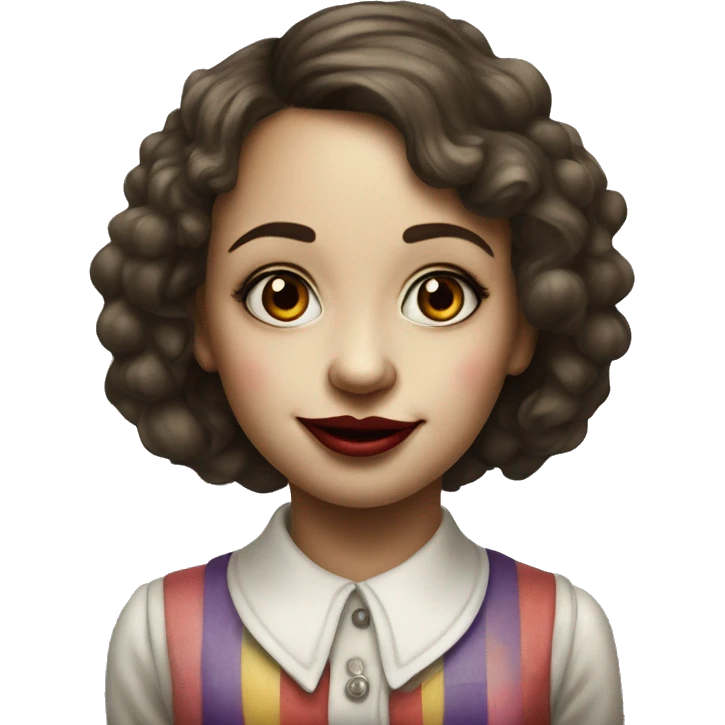 realistic portrait of elegant girl with clown nose emoji